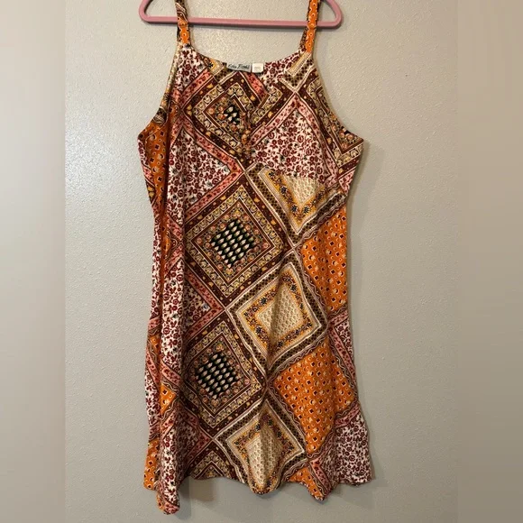 Vintage Patchwork colorblock quilted retro plus size mini 90’s dress 100% cotton - Picture 12 of 13